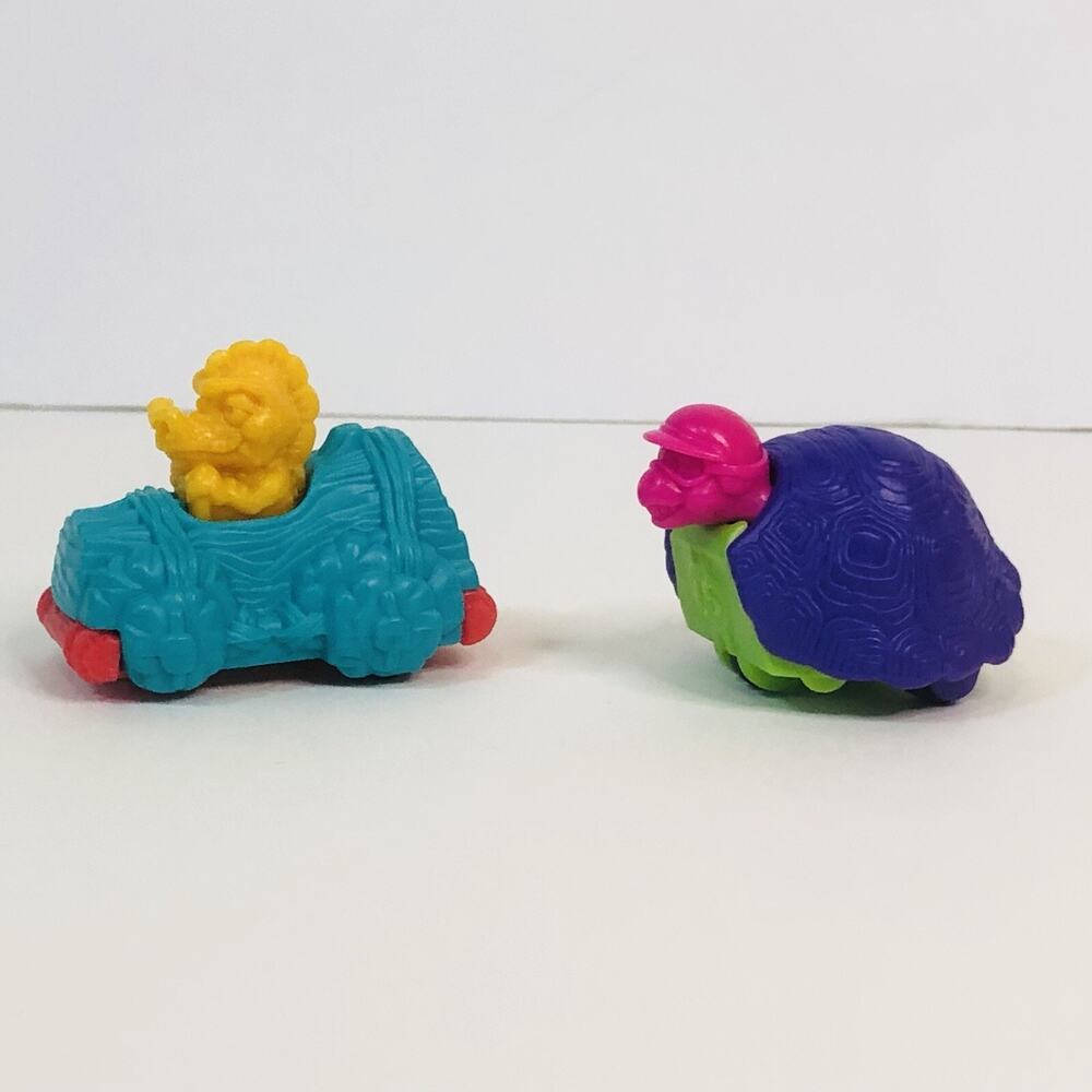 Vintage 1995‎ Wendys Kids Meal Toys Pull Back Racing Turtle and Dinosaur Car Lot
